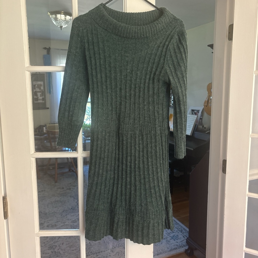 Tulle Teal Knit Pullover Sweater Dress